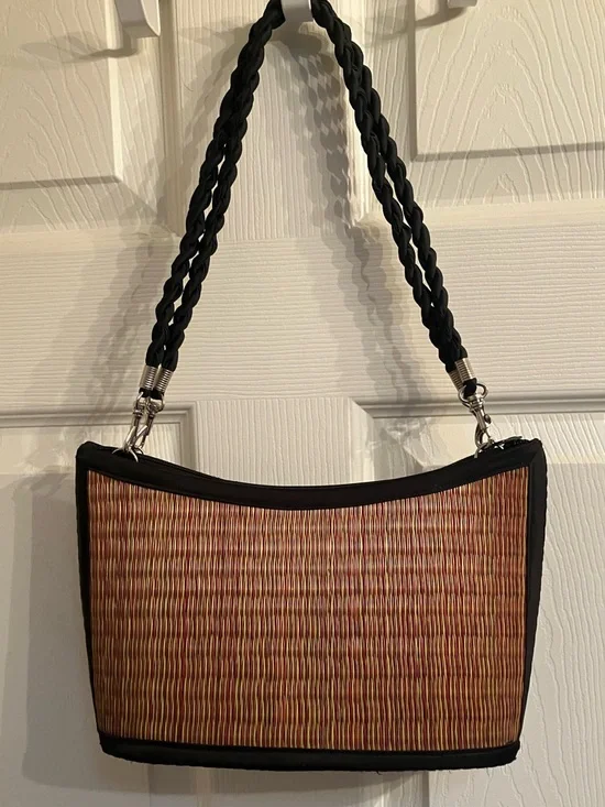 Boho Woven Shoulder Bag Baskets of Cambodia Artisan Fair Trade Handbag - Picture 3 of 7